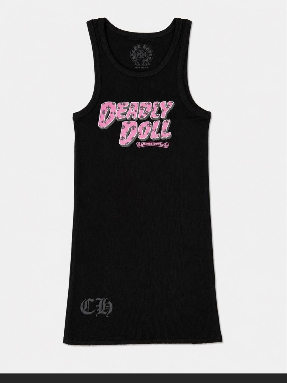 NWT Deadly Doll Black Tank Dress with Pink Graphic - S